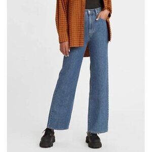 NWT Levis High Rise Straight Leg Cropped Dark Blue Wash Jeans Size 28